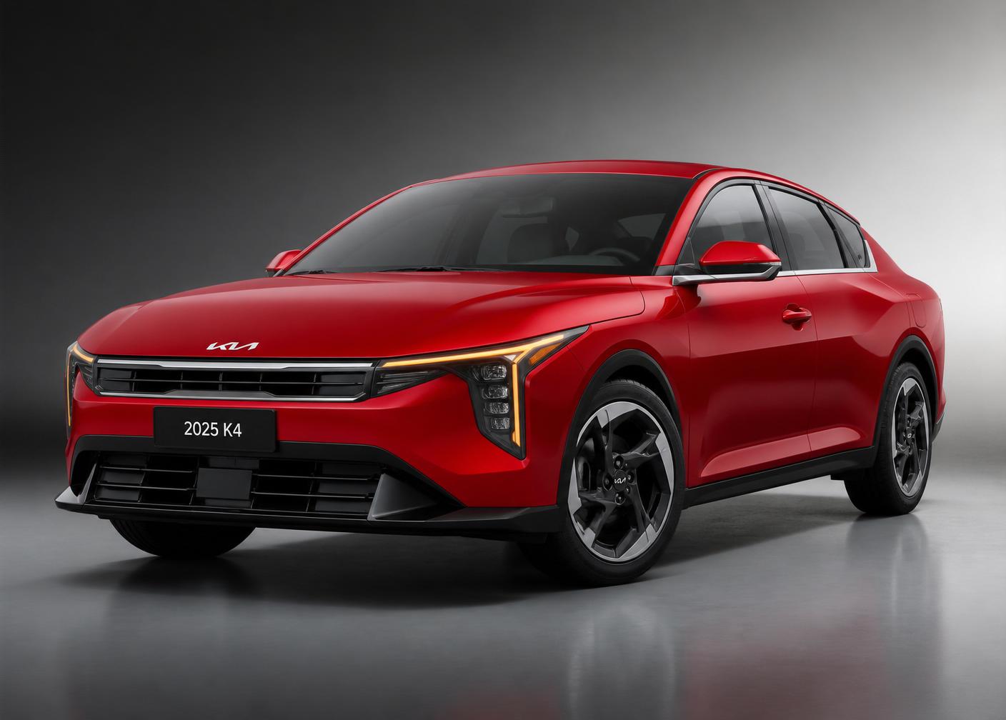 Red Kia K4 sedan